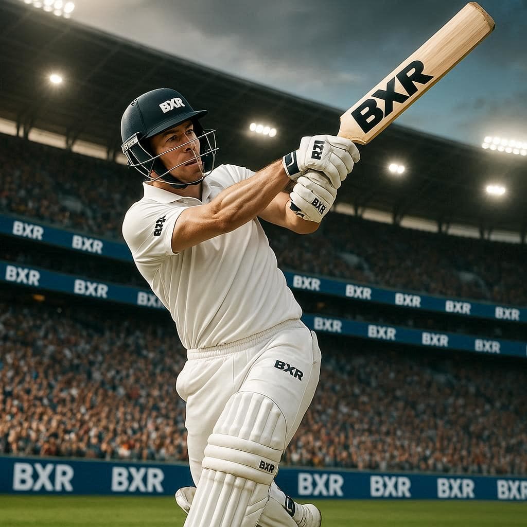 Cricket player in action with BXR equipment